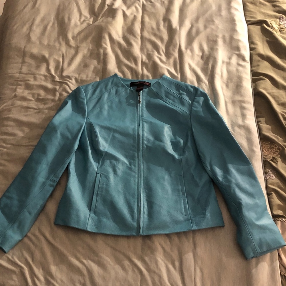 Russell Kemp Teal Leather Jacket